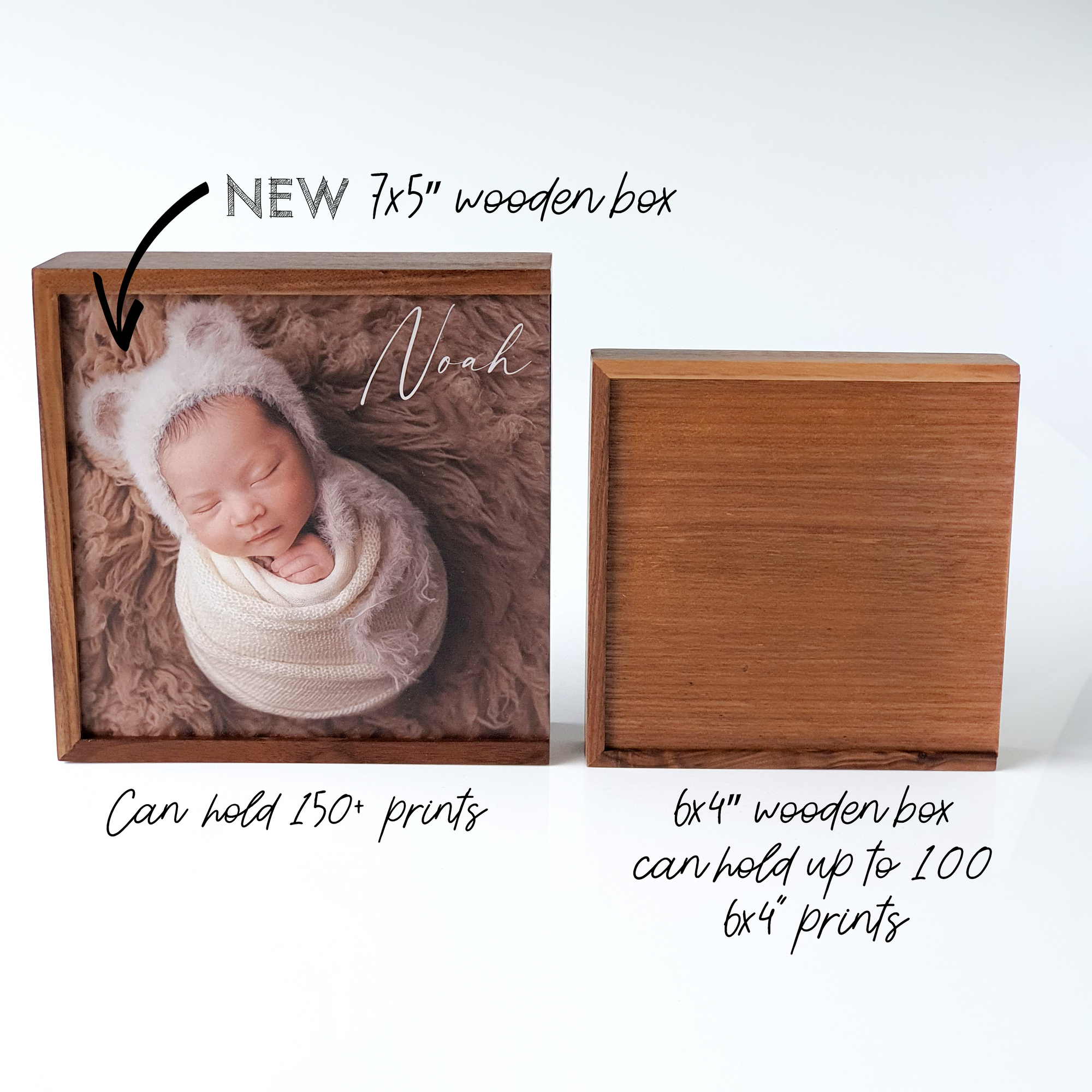 Wooden Box - Large Square 'Walnut' (Can hold 6x4" or 7x5" photos) The Photographer's Toolbox PD Custom Product  The Photographer's Toolbox