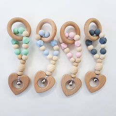 Wooden Rattle with Silicone Beads - teether - $14.99 - Peregrine Kidswear