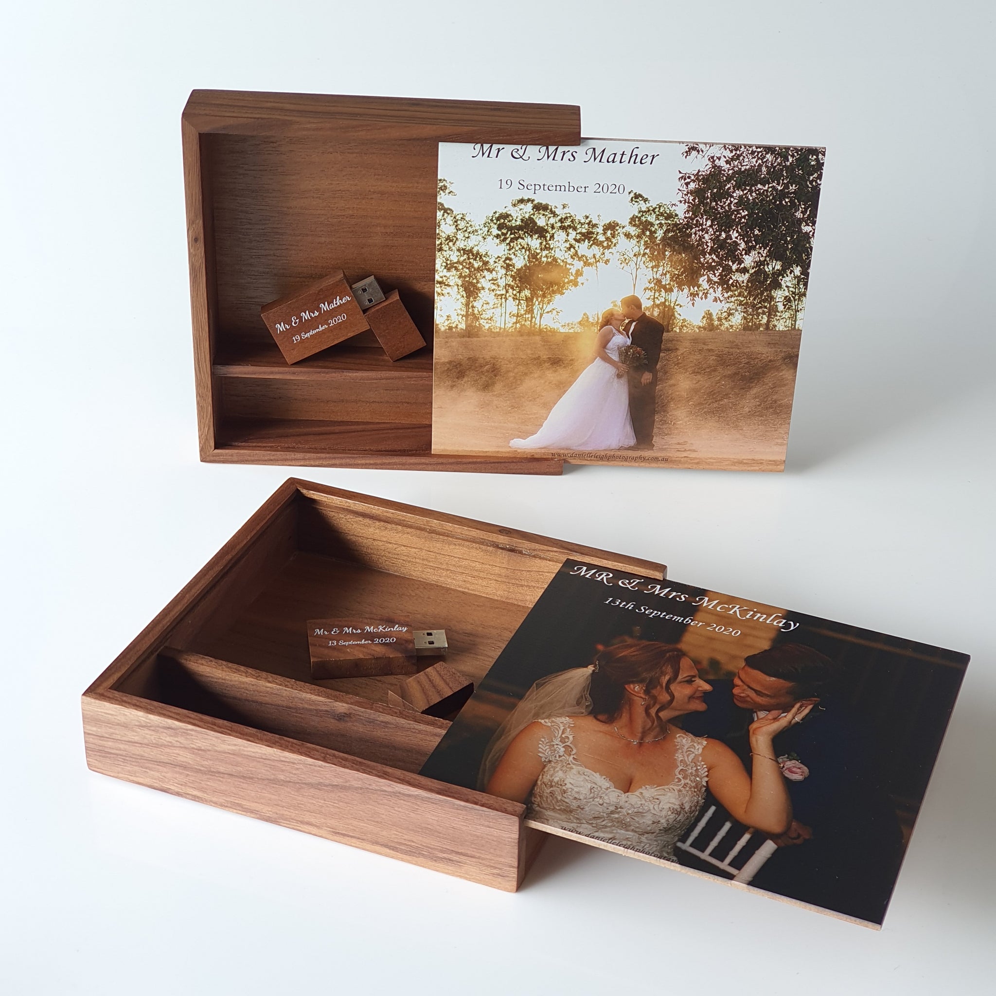 Set of 6 - 4x6 photo box (option to add 16gb USB) Wood print box