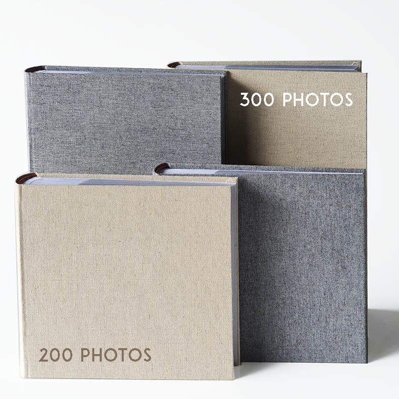 MSTONAL Black Linen 4x6 Photo Album, 200 Pockets, Slip-In Design, Protects Photos